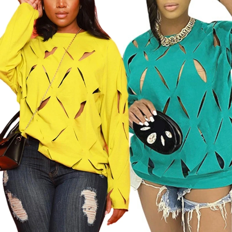 Women's T shirt Long Sleeve Neck Shirts Casual Loose T Shirt Fall Fashion Blouses Tops Hollow Out Hole Dropship
Women's T shirt Long Sleeve Neck Shirts Casual Loose T Shirt Fall Fashion Blouses Tops Hollow Out Hole Dropship