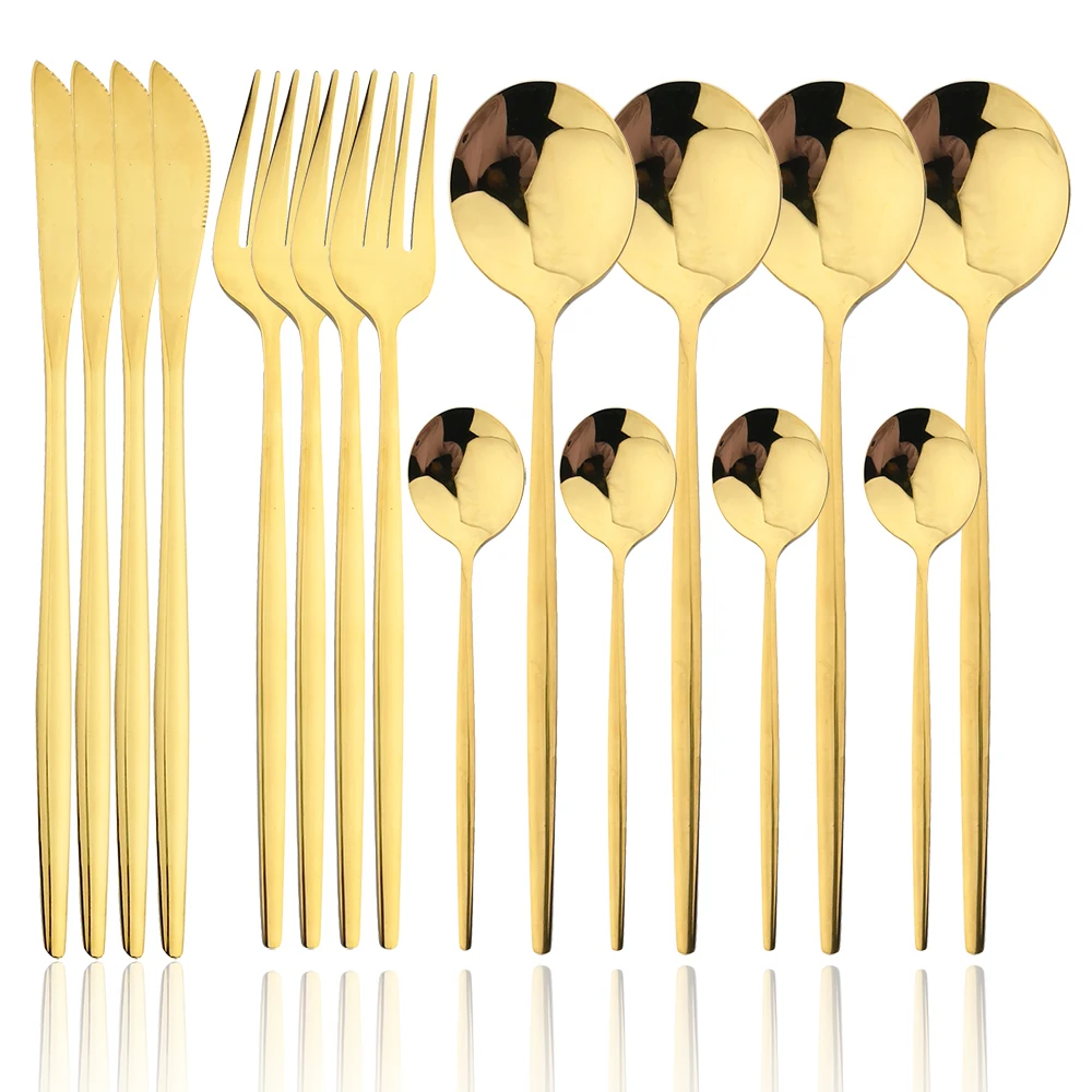 16/32Pcs Gold Cutlery Set Stainless Steel Dinnerware Knife Fork Spoon Tableware Home Kitchen Flatware Silverware Coffee Spoon
16/32Pcs Gold Cutlery Set Stainless Steel Dinnerware Knife Fork Spoon Tableware Home Kitchen Flatware Silverware Coffee Spoon