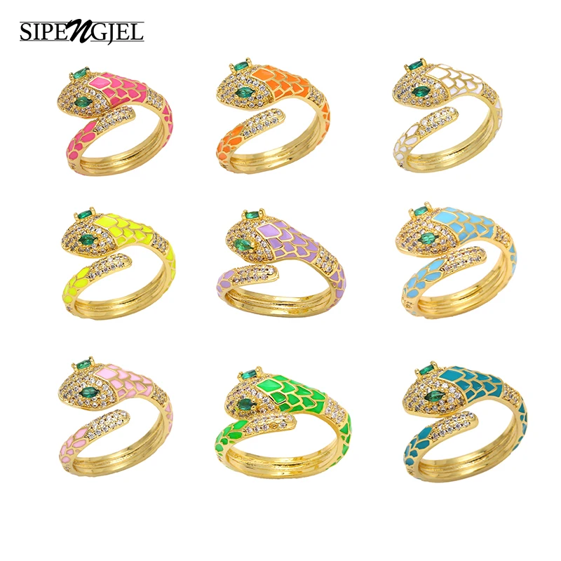 SIPENGJEL Fashion Simple Bohemian Color Drop Oil Snake Ring Animal Opening Adjustment Index Finger Ring for Women Jewelry
SIPENGJEL Fashion Simple Bohemian Color Drop Oil Snake Ring Animal Opening Adjustment Index Finger Ring for Women Jewelry