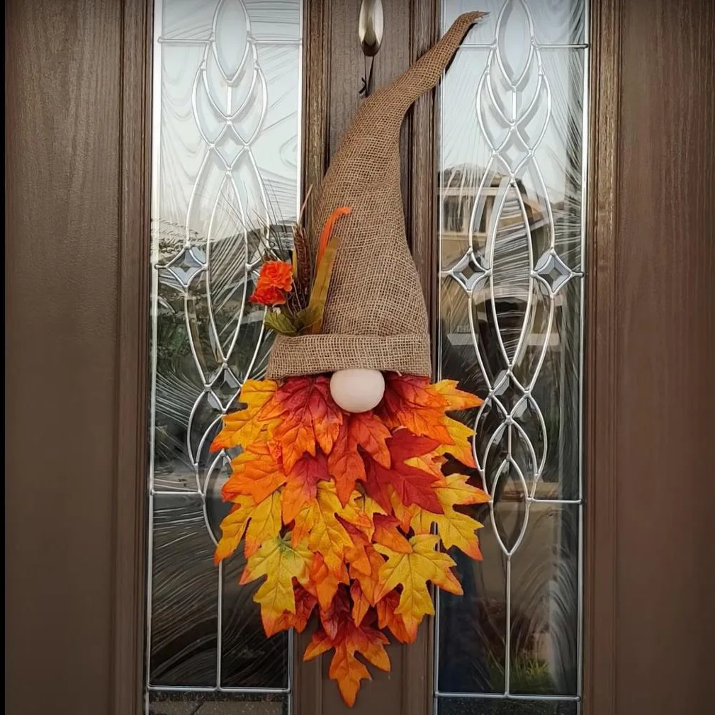 Autumn Wreath Gnome Hat Maple Leaf Wreath Christmas Decoration Front Door Hanging Ornament Window Restaurant Home Decor
Autumn Wreath Gnome Hat Maple Leaf Wreath Christmas Decoration Front Door Hanging Ornament Window Restaurant Home Decor