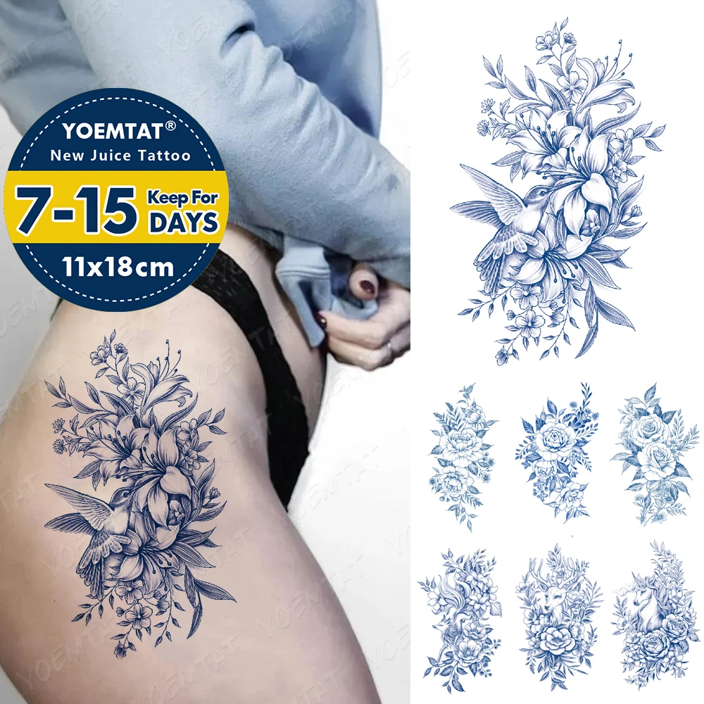 Semi-Permanent Waterproof Temporary Tattoo Sticker Bird Pony Flower Rose Genipin Herbal Lily Juice Lasting Ink Fake Arm Tatoo
Semi-Permanent Waterproof Temporary Tattoo Sticker Bird Pony Flower Rose Genipin Herbal Lily Juice Lasting Ink Fake Arm Tatoo