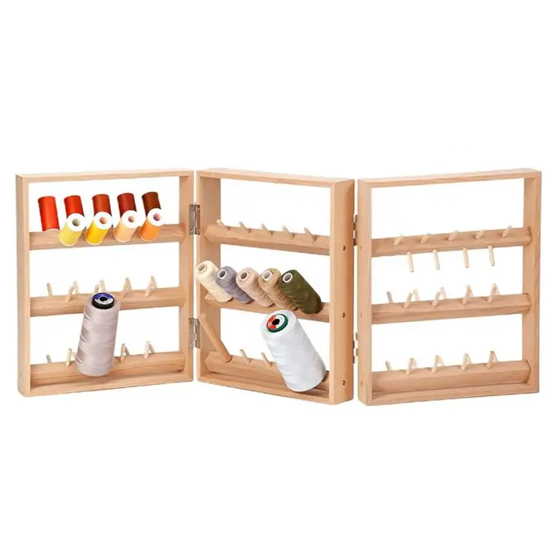 Folding Natural Wooden Thread Holder 69 Spools Sewing Embroidery Thread Rack Organizer For Jewelry Ties Spools Threads Necklaces 
Folding Natural Wooden Thread Holder 69 Spools Sewing Embroidery Thread Rack Organizer For Jewelry Ties Spools Threads Necklaces