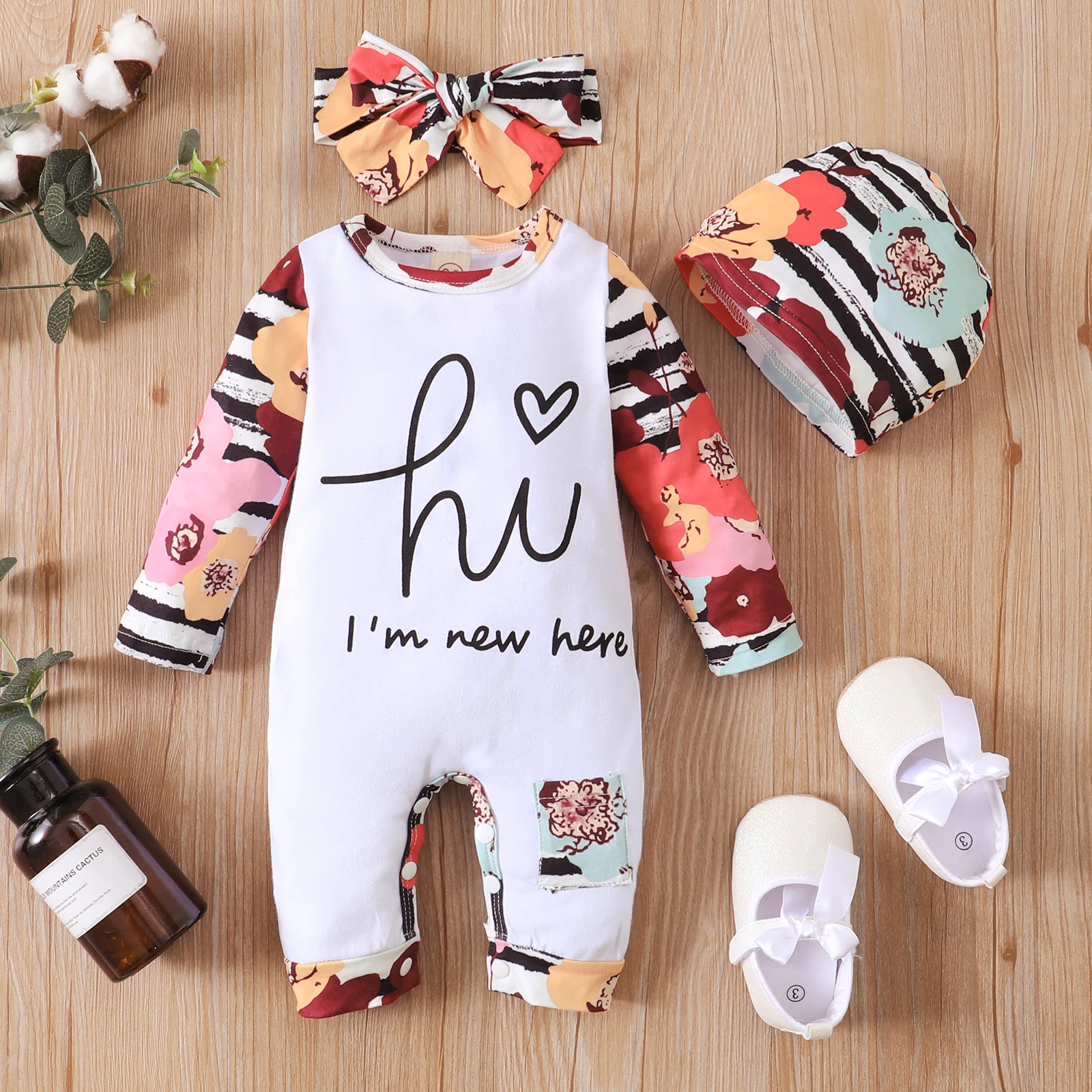 Baby Girl Floral Print Romper Headband Beanie Hat 0-12M Newborn Infant Spring Fall Casual Cotton Long Sleeve Crew Neck Jumpsuit
Baby Girl Floral Print Romper Headband Beanie Hat 0-12M Newborn Infant Spring Fall Casual Cotton Long Sleeve Crew Neck Jumpsuit