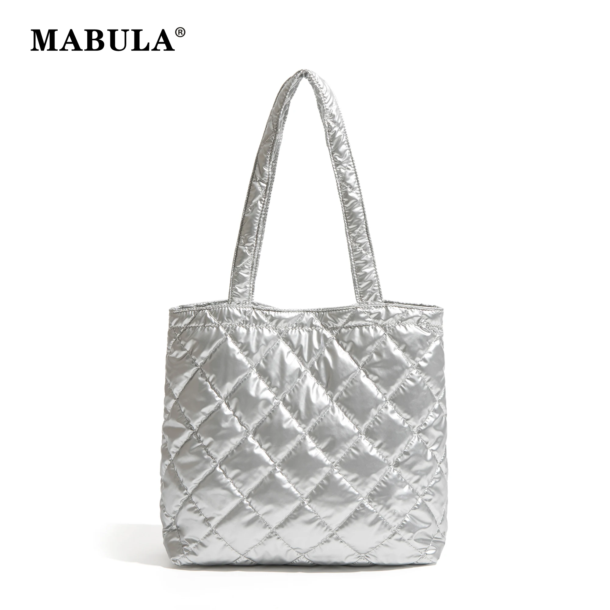 MABULA Silver Quilited Puffer Tote Bag For Women Nylon Square Pleated Women Purse Simple Fashion Lightweight Shopping Reusable
MABULA Silver Quilited Puffer Tote Bag For Women Nylon Square Pleated Women Purse Simple Fashion Lightweight Shopping Reusable