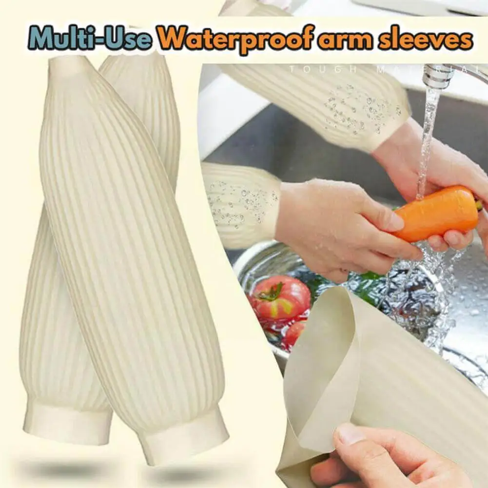 

1 пара многофункциональные латексные водонепроницаемые рукава Защита на руку для кухни дома рабочее бытовое покрытие рукава для уборки очи...