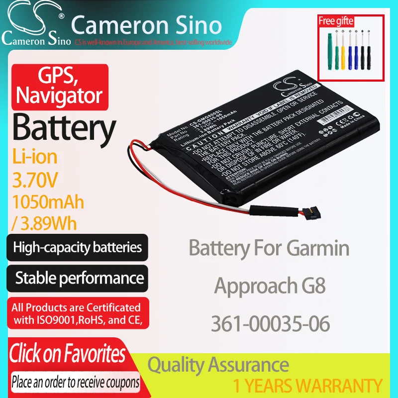 CameronSino Батарея для Garmin подход G8 подходит для Garmin 361-00035-06 GPS, аккумулятор для навигатора Батарея 1050 мАч/3.89Wh 3,70 V Li-Ion черный
CameronSino Батарея для Garmin подход G8 подходит для Garmin 361-00035-06 GPS, аккумулятор для навигатора Батарея 1050 мАч/3.89Wh 3,70 V Li-Ion черный