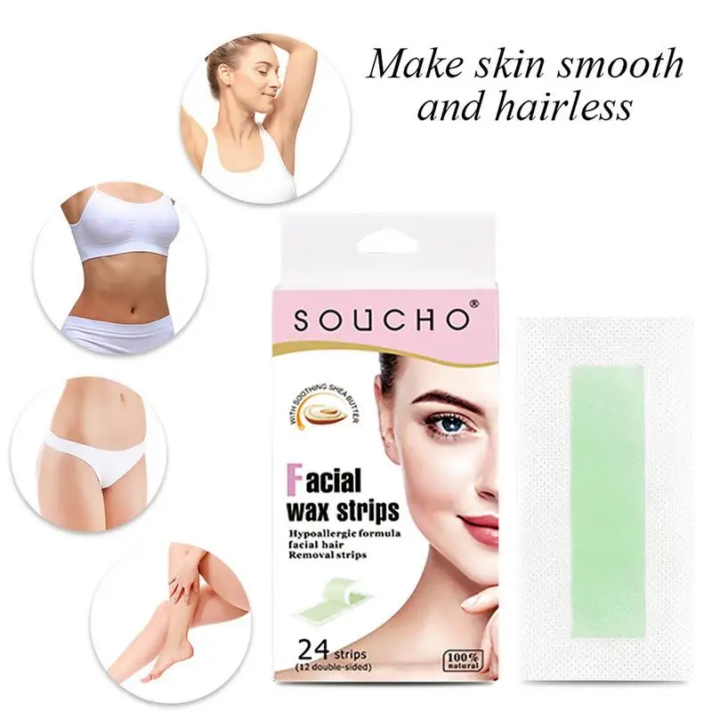 24 PCS Facial Wax Strips Painless Armpit Lips Leg Remove Stickers Eyebrow Face Wax Skin Friendly Hair Remover For Women Men
24 PCS Facial Wax Strips Painless Armpit Lips Leg Remove Stickers Eyebrow Face Wax Skin Friendly Hair Remover For Women Men