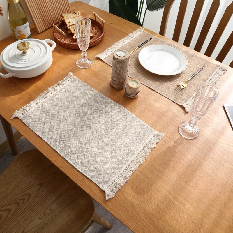 American elements Nordic style jute tassel dinner mat Food photos Table mat Heat insulation plate mat
American elements Nordic style jute tassel dinner mat Food photos Table mat Heat insulation plate mat