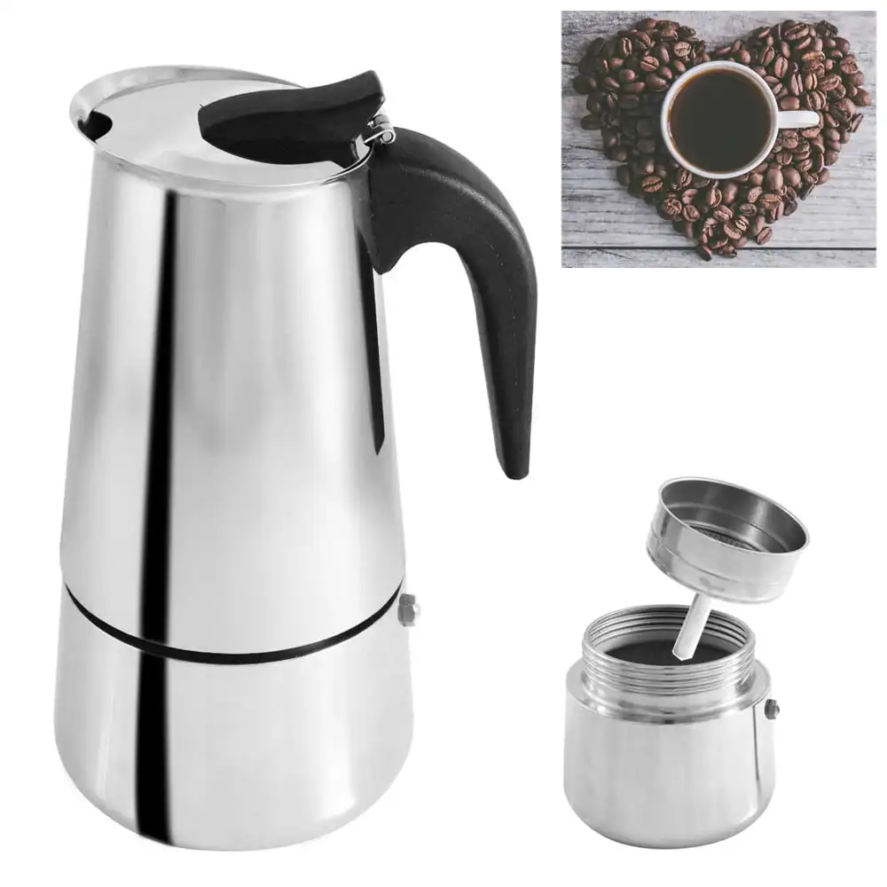 9 Cup Stovetop Coffee Maker Italian Espresso Stainless Steel Mocha Pot Cafeteria
9 Cup Stovetop Coffee Maker Italian Espresso Stainless Steel Mocha Pot Cafeteria