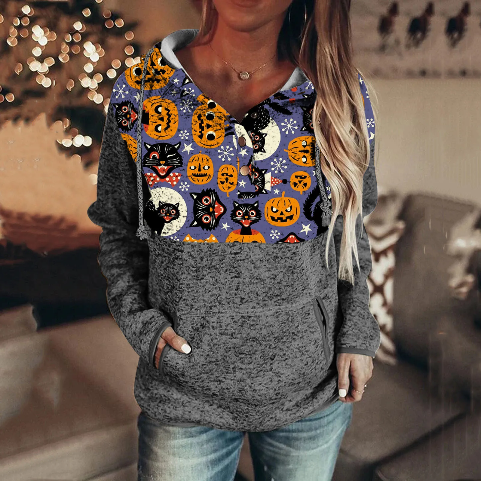 Women's Halloween Pumpkin Print Long Sleeve Sweatshirt Stitching Zip up Hoodies for Women Lightweight Casual Womens Hoodies
Women's Halloween Pumpkin Print Long Sleeve Sweatshirt Stitching Zip up Hoodies for Women Lightweight Casual Womens Hoodies