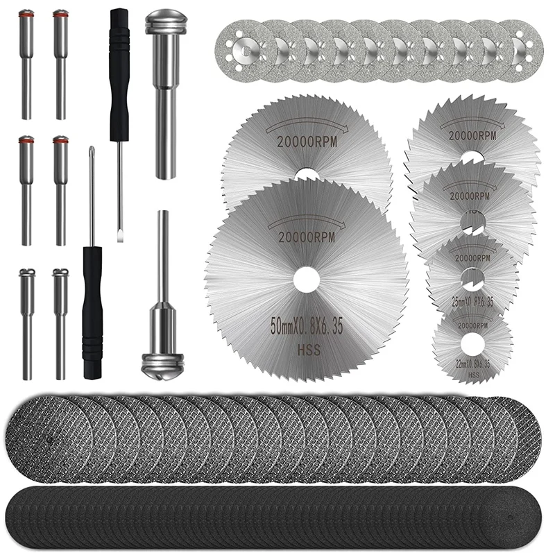 Cutting Discs Set For Rotary Tool Accessories 106PCS, HSS Circular Saw Blades, Resin Cutting Discs,Diamond Cutting Wheel
Cutting Discs Set For Rotary Tool Accessories 106PCS, HSS Circular Saw Blades, Resin Cutting Discs,Diamond Cutting Wheel