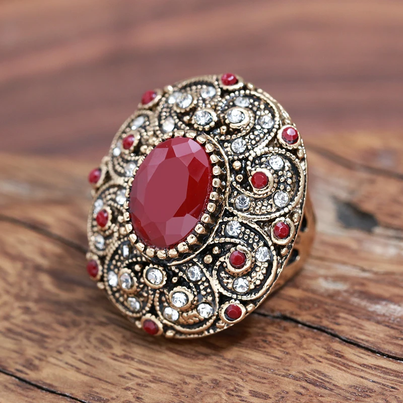 Wbmqda Vintage Round Crystal Flower Rings For Women Red Gemstone Setting Antique Gold Fine Engraving Bridal Wedding Jewelry Gift
Wbmqda Vintage Round Crystal Flower Rings For Women Red Gemstone Setting Antique Gold Fine Engraving Bridal Wedding Jewelry Gift