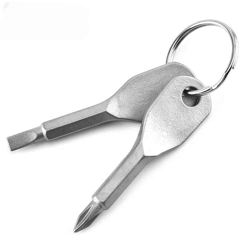 

Stainless Steel Flat-word Phillips Screwdriver Mini Portable Practical Keychain Tool Outdoor Edc Multi-function Pendant Camping
