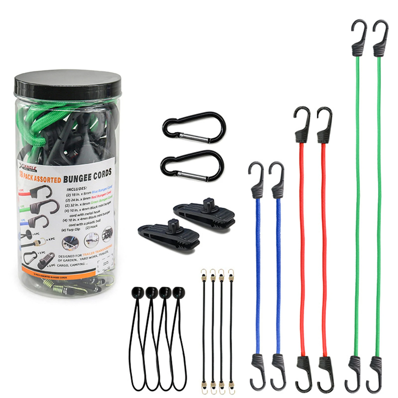 18pcs Luggage Ropes Tent Clip Carabiner Mini Rope Ball Rope Set Electric Vehicle Binding Belt Bungee Cords With Hooks Kit
18pcs Luggage Ropes Tent Clip Carabiner Mini Rope Ball Rope Set Electric Vehicle Binding Belt Bungee Cords With Hooks Kit