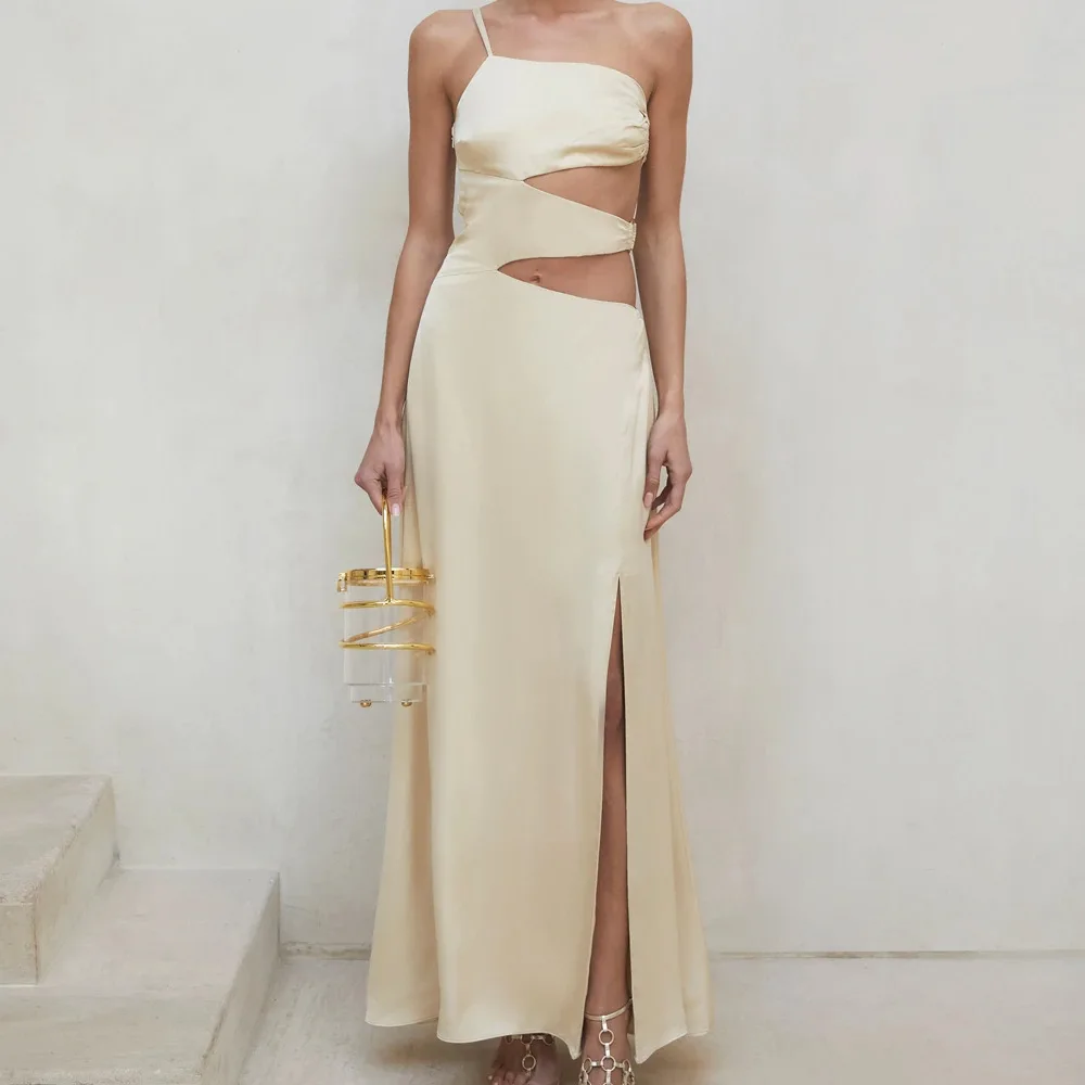 Fashion Women Hollow Backless Slit Dress Party Night Club Wear Beige Beach Dress Summer Sexy One-Shoulder Elegant Long Dresses
Fashion Women Hollow Backless Slit Dress Party Night Club Wear Beige Beach Dress Summer Sexy One-Shoulder Elegant Long Dresses