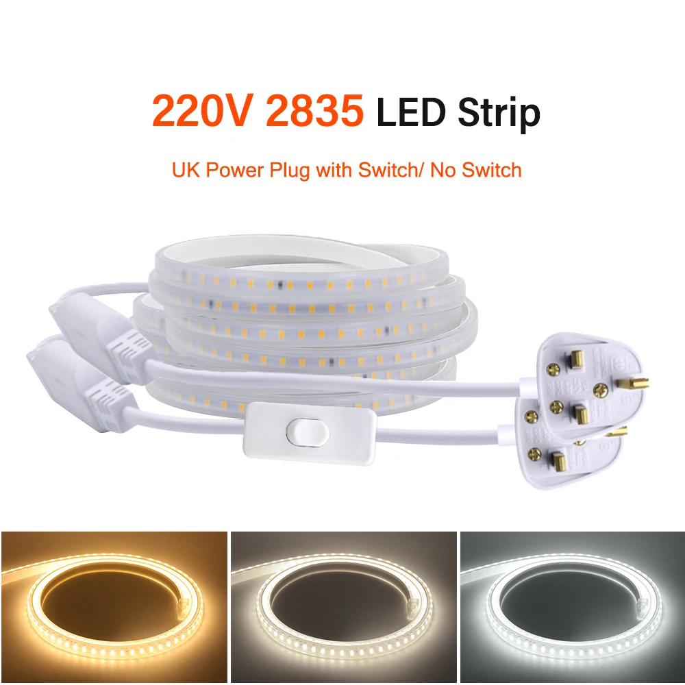LED Strip Light 220V 2835 Waterproof Led Strip 120LEDs/m Flexible LED Ribbon Kitchen Outdoor Garden LED Light with UK Power Plug
LED Strip Light 220V 2835 Waterproof Led Strip 120LEDs/m Flexible LED Ribbon Kitchen Outdoor Garden LED Light with UK Power Plug