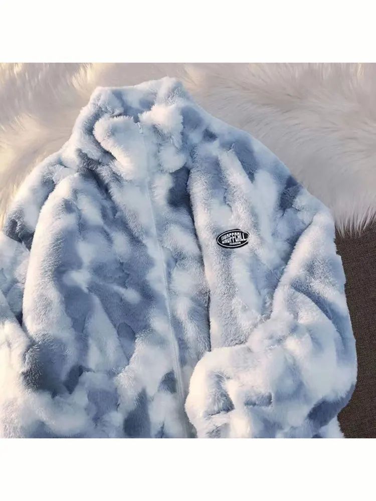 Long Sleeves Coat Female outfit Men Tie Dye Autumn/Winter Woolen Flannel Jackets Zipper Stand Collar Print furry 2022
Long Sleeves Coat Female outfit Men Tie Dye Autumn/Winter Woolen Flannel Jackets Zipper Stand Collar Print furry 2022