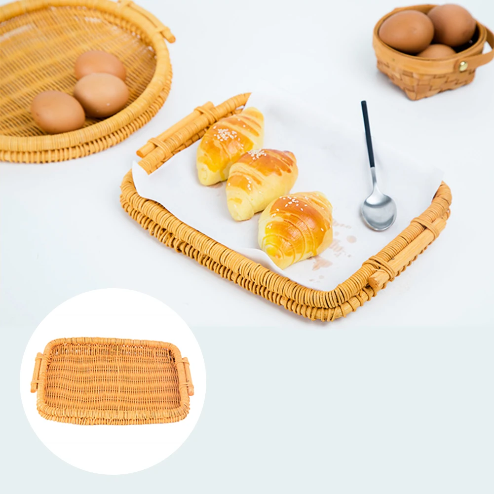 Rattan Handwoven Round Tray With Handle Fruit Basket Food Storage High Wall Severing Platters For Breakfast Drink Snack Coffee
Rattan Handwoven Round Tray With Handle Fruit Basket Food Storage High Wall Severing Platters For Breakfast Drink Snack Coffee