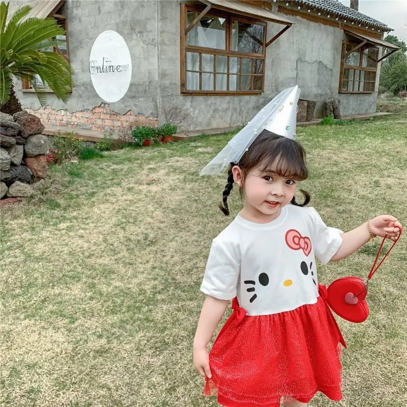 New Kawaii Anime Hello Kitty Girls Summer Short Sleeve Bow Dress Childrens Clothing Color Loose Casual Versatile Thin Kids Skirt
New Kawaii Anime Hello Kitty Girls Summer Short Sleeve Bow Dress Childrens Clothing Color Loose Casual Versatile Thin Kids Skirt