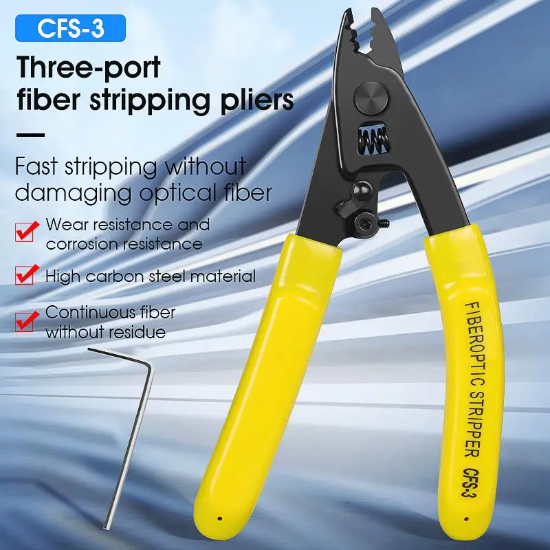 CFS-3 Fiber Optical Stripper Pliers 3-port Wire Strippers Ftth Optic Fast Stripping Pliers Tool Supplies
CFS-3 Fiber Optical Stripper Pliers 3-port Wire Strippers Ftth Optic Fast Stripping Pliers Tool Supplies