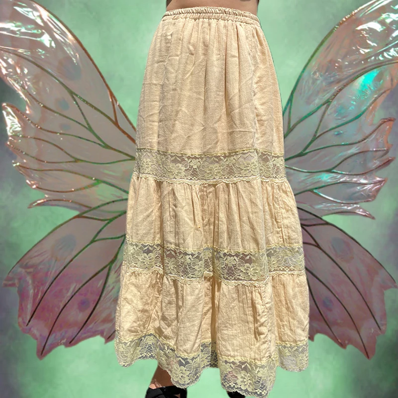 Women Vintage Fairy Grunge Midi Skirts Lace Patchwork High Waist Loose A-line Pleated Skirt 90s E-Girl Aesthetic Streetwear
Women Vintage Fairy Grunge Midi Skirts Lace Patchwork High Waist Loose A-line Pleated Skirt 90s E-Girl Aesthetic Streetwear
