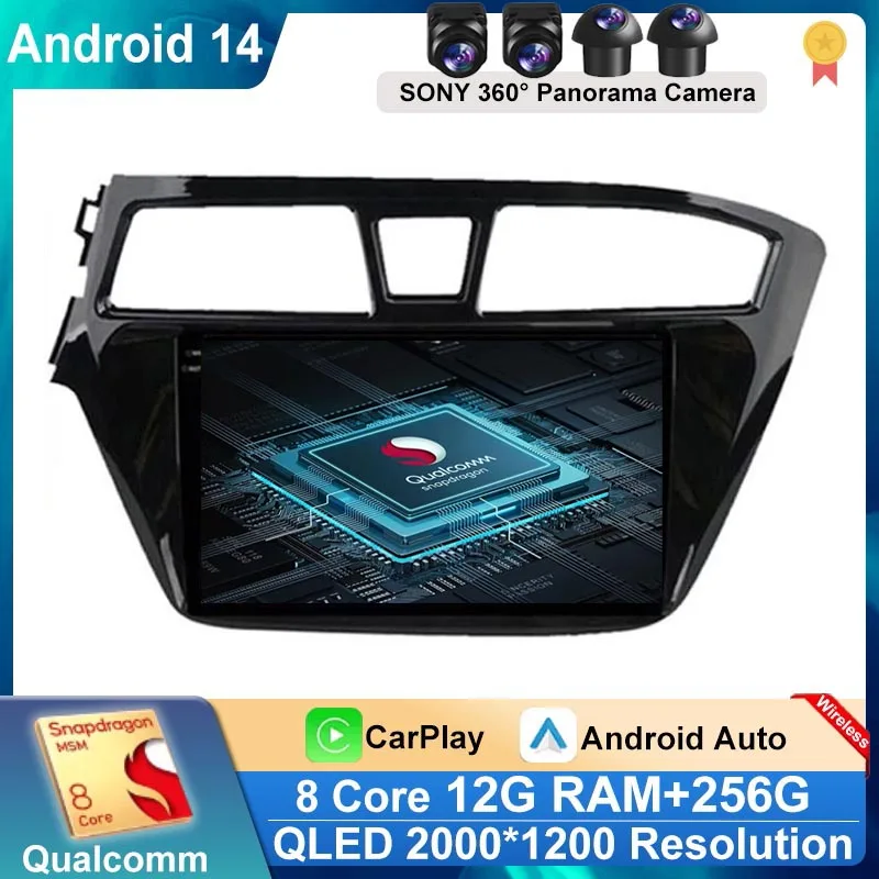 Автомагнитола для Hyundai I20 LHD 2015 2016 2017 2018 Android 14 Carplay навигация GPS мультимедийный