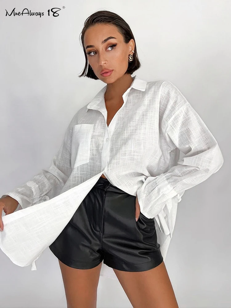 Mnealways18 White Elegant Cotton Linen Shirts Women White Lace-Up Oversize Soft Blouses And Tops Classy Lapel Autumn Office Lady
Mnealways18 White Elegant Cotton Linen Shirts Women White Lace-Up Oversize Soft Blouses And Tops Classy Lapel Autumn Office Lady