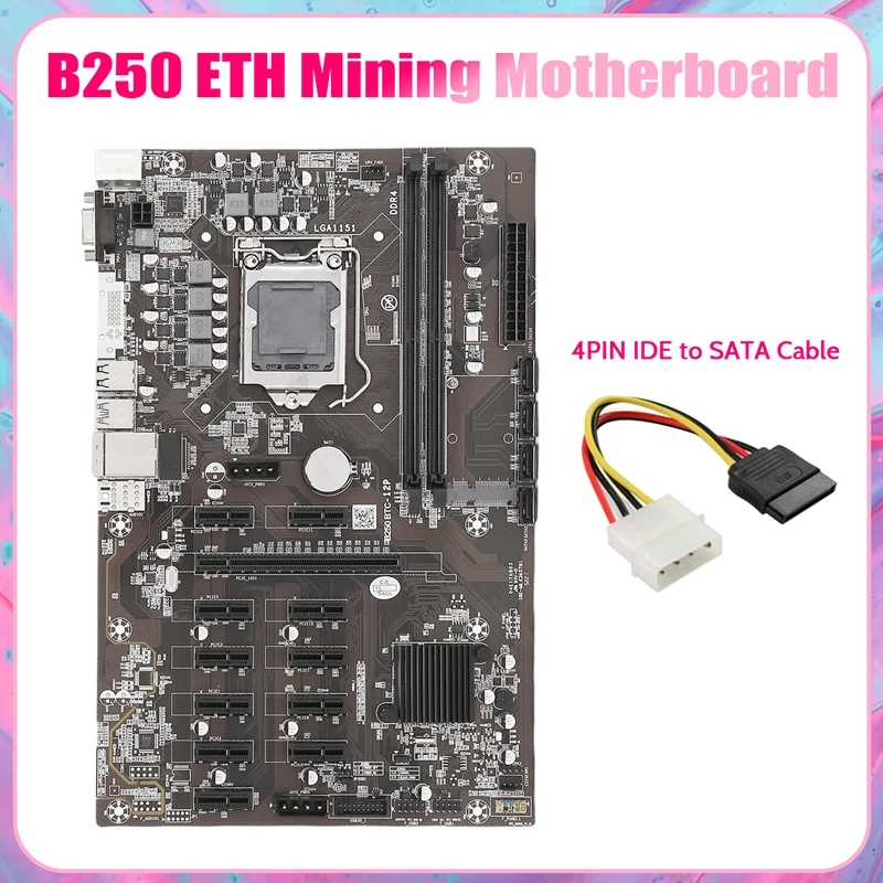 B250B ETH Mining Motherboard+4PIN IDE To SATA Cable LGA1151 DDR4 12Xgraphics Card Slot MSATA SATA For BTC Miner Mining
B250B ETH Mining Motherboard+4PIN IDE To SATA Cable LGA1151 DDR4 12Xgraphics Card Slot MSATA SATA For BTC Miner Mining
