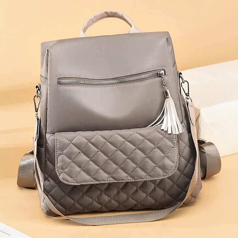 Women's Bag New Oxford cloth backpack large capacity fashion simple solid color Ling lattice schoolbag leisure travel bag
Women's Bag New Oxford cloth backpack large capacity fashion simple solid color Ling lattice schoolbag leisure travel bag