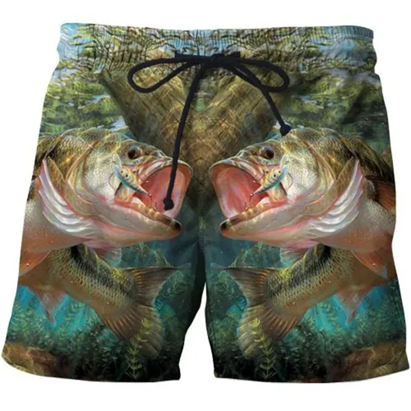 

Мужские пляжные шорты, Летние плавки с 3D принтом рыбы, купальник, модные праздничные повседневные быстросохнущие брюки унисекс со шнуровкой и карманами