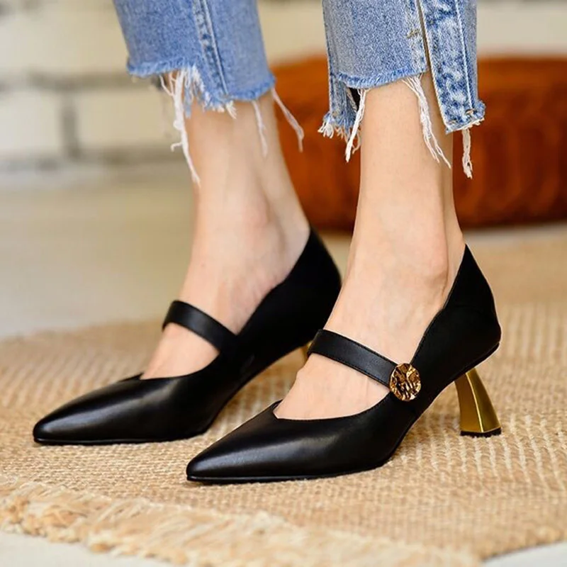 Туфли-лодочки женские в стиле ретро, с острым носком, на высоком каблуке 
Туфли-лодочки женские в стиле ретро, с острым носком, на высоком каблуке