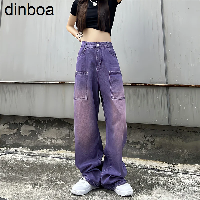 Dinboa-фиолетовые мешковатые джинсы для женщин в стиле бойфренда с высокой талией и градиентом цвета, потертые брюки-карго Y2k, прямые джинсовые...
Dinboa-фиолетовые мешковатые джинсы для женщин в стиле бойфренда с высокой талией и градиентом цвета, потертые брюки-карго Y2k, прямые джинсовые...