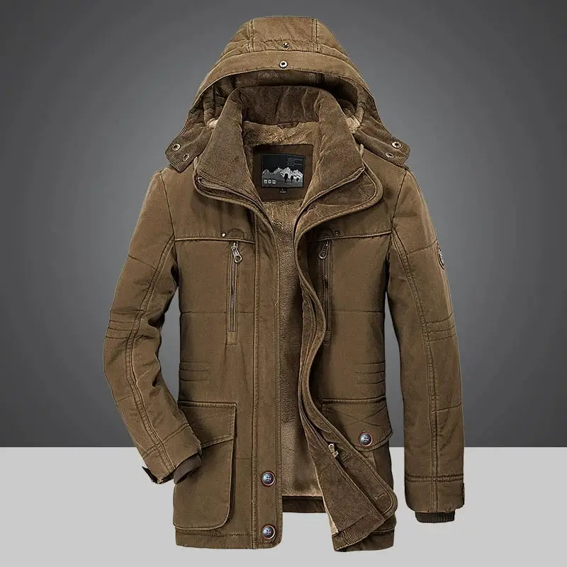 

Зимняя мужская теплая плотная ветровка, ветрозащитная флисовая куртка, пальто в стиле милитари, парки с капюшоном, верхняя одежда, уличная однотонная одежда оверсайз