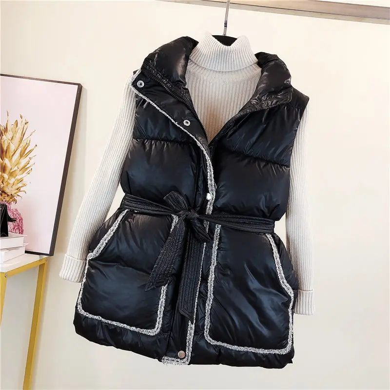 

2022 Autumn And Winter New Small Fragrance Short Down Cotton Vest Women's Korean Style Waist All-match Vest Bread Clothes