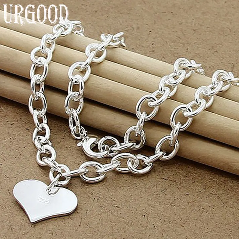 925 Sterling Silver Heart Pendant Necklace 18 Inch For Women Party Engagement Wedding Fashion Jewelry
925 Sterling Silver Heart Pendant Necklace 18 Inch For Women Party Engagement Wedding Fashion Jewelry