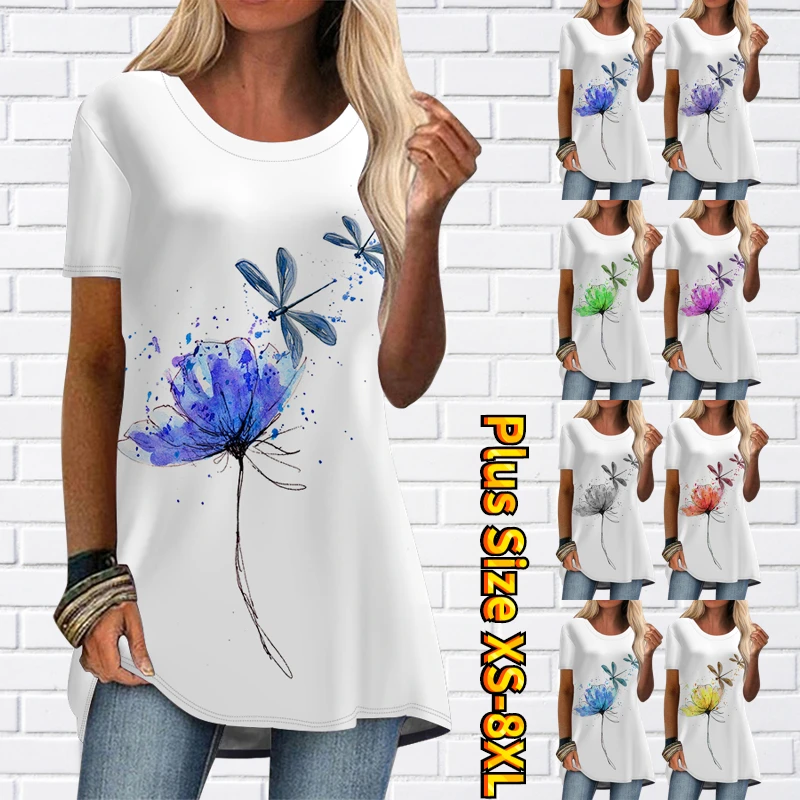 2022 Fashion Tee Shirts Dragonfly Short Sleeve Tops Women's Summer Daily Casual Style Round Collar Women's T-Shirts Pullover
2022 Fashion Tee Shirts Dragonfly Short Sleeve Tops Women's Summer Daily Casual Style Round Collar Women's T-Shirts Pullover
