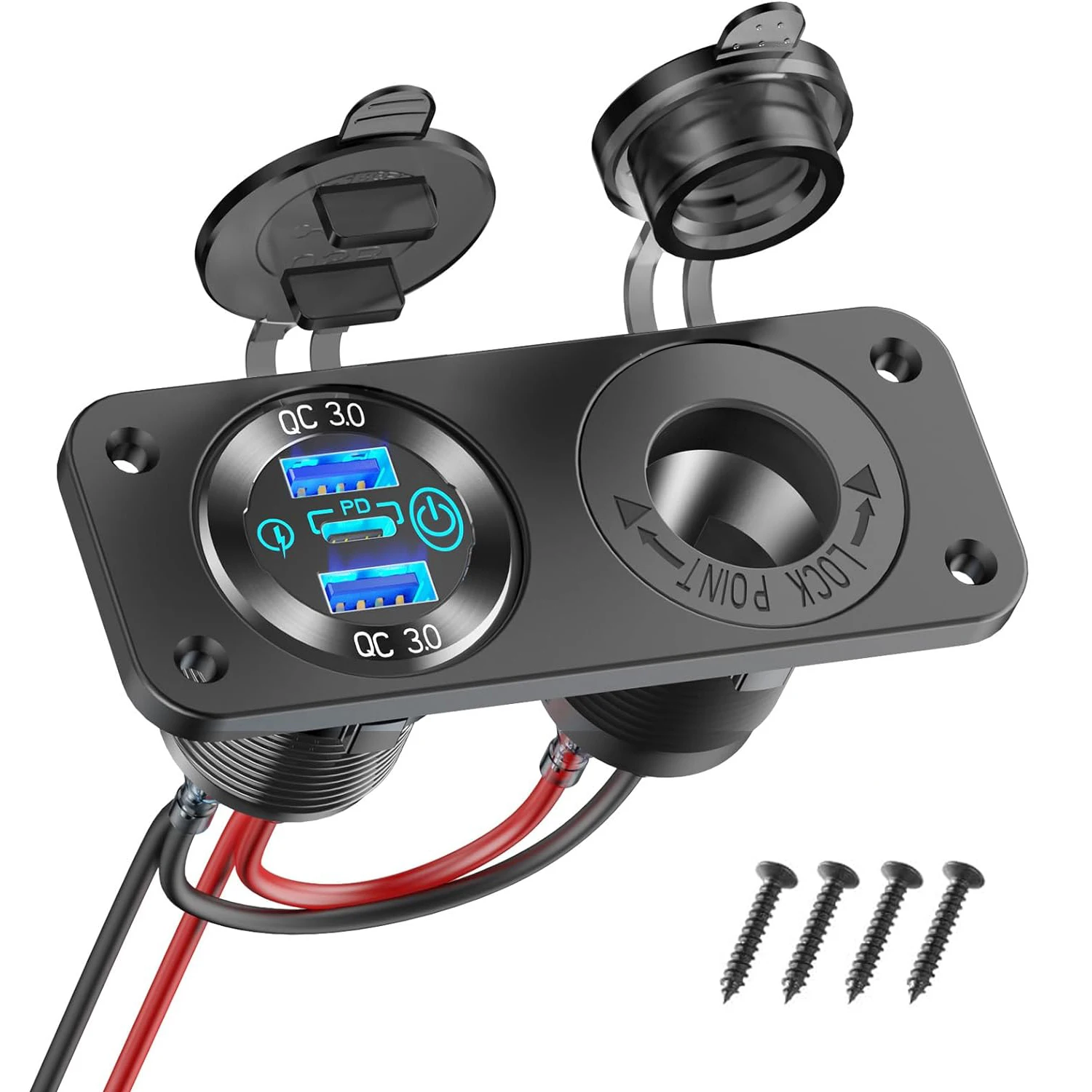 Алюминиевый морской панельный переключатель, USB-розетка 12 В с PD3.0 и двумя USB-портами быстрой зарядки 3.0
Алюминиевый морской панельный переключатель, USB-розетка 12 В с PD3.0 и двумя USB-портами быстрой зарядки 3.0