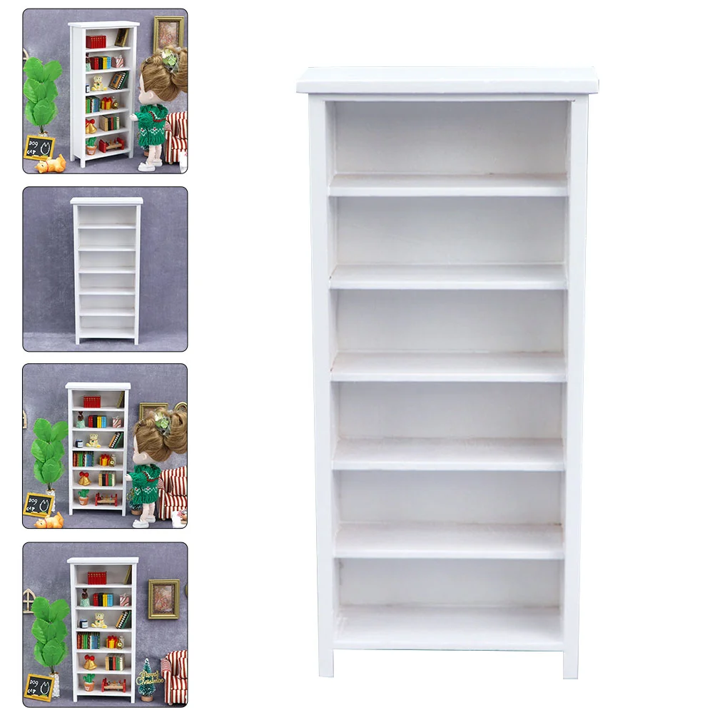 

Vertical Bookcase Model Mini House Bookcases Bookshelf Toys Wooden Furniture Adornment Props Decor