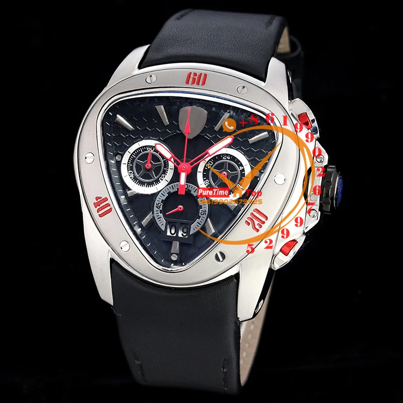 

Spyder 1100 Miyota Quartz Chronograph Mens Watch Steel Case Black Dial Leather Stopwatch Luxury 2023 reloj Hombre Swisstime