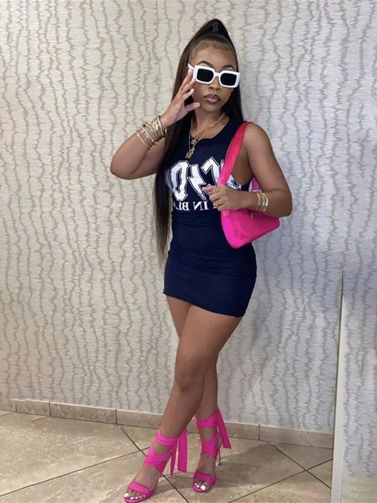 WLWXR Summer Print Mini Dresses For Women 2022 O Neck Sleeveless Black Bodycon Tank Dress Streetwear Party Dress Female
WLWXR Summer Print Mini Dresses For Women 2022 O Neck Sleeveless Black Bodycon Tank Dress Streetwear Party Dress Female