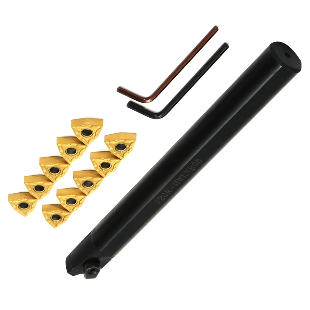 S20R-MWLNR08 20mm Lathe Turning Tool Holder Boring Bar 10pcs WNMG0804 Inserts and 2pcs Spanner
S20R-MWLNR08 20mm Lathe Turning Tool Holder Boring Bar 10pcs WNMG0804 Inserts and 2pcs Spanner