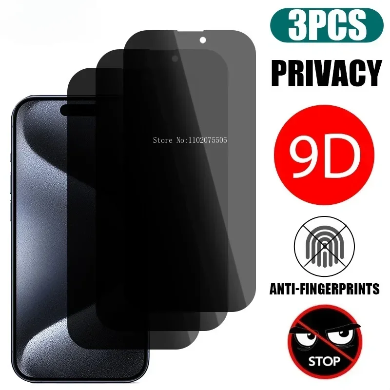3 шт. антишпионское Защитное стекло для iPhone 15 14 11 Pro Max 12 13 6 7 8 XS XR