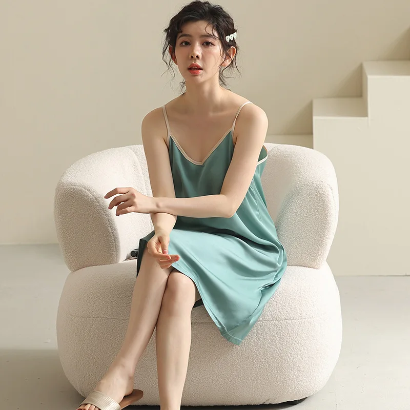 Summer sexy suspender nightdress women's summer cool breathable ice silk pajamas spot plus size silk ladies home service
Summer sexy suspender nightdress women's summer cool breathable ice silk pajamas spot plus size silk ladies home service
