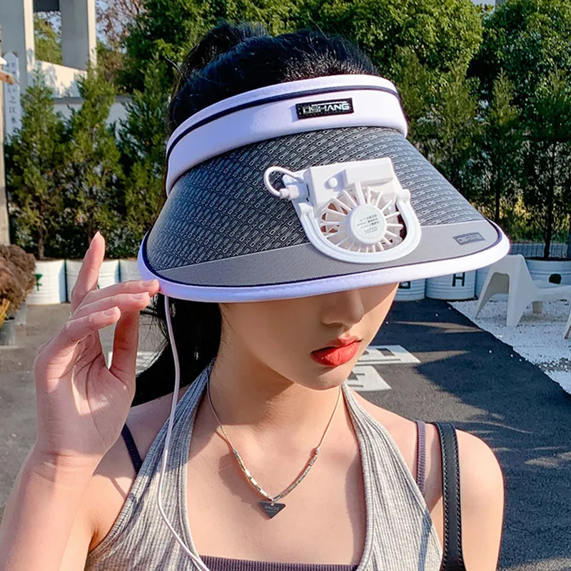 Women's Visor Cap Charging Fan Empty Top Sun Hat USB Summer Large Brim Outdoor Cooling UV Protection
Women's Visor Cap Charging Fan Empty Top Sun Hat USB Summer Large Brim Outdoor Cooling UV Protection