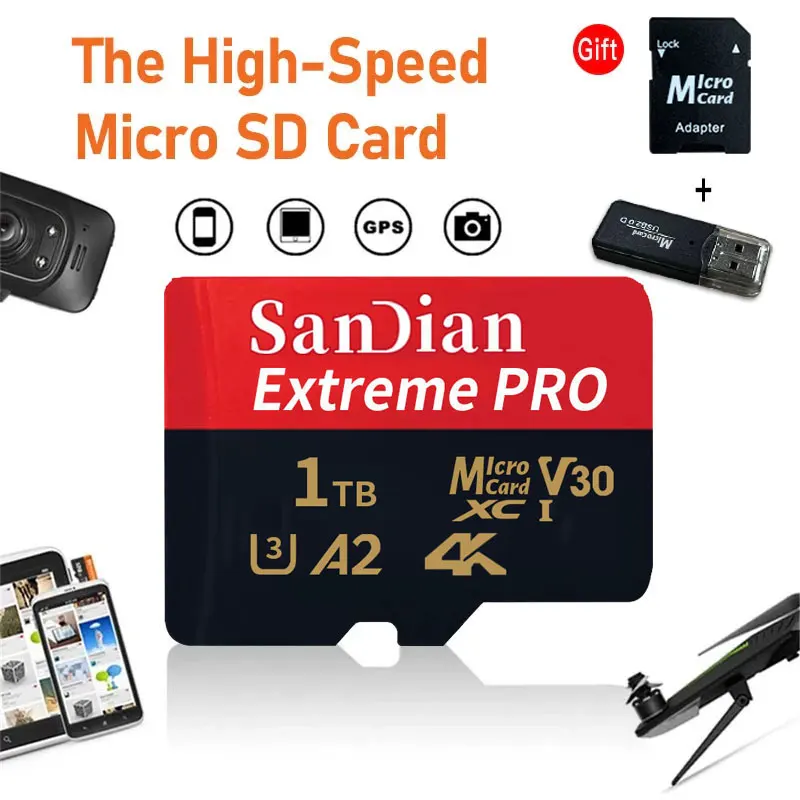 

New Free shipping Micro SD Card 1TB 512GB High-Speed of read and write TF card Suit for smartphone/computer/camera Flash Storage