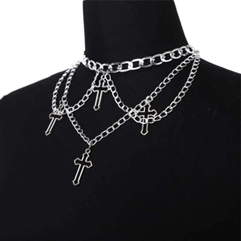 2022 Hip hop Silver Color Multilayer Tassel Chain Chokers Hollow Cross Pendant Necklaces For Women Trendy Punk Jewelry collares
2022 Hip hop Silver Color Multilayer Tassel Chain Chokers Hollow Cross Pendant Necklaces For Women Trendy Punk Jewelry collares