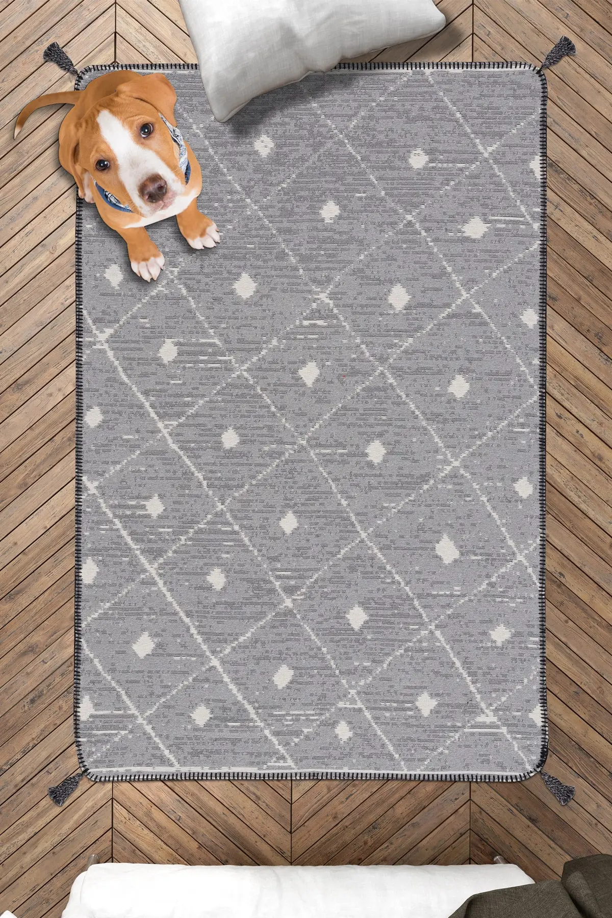 Cotton Non-Slip Rug High Quality Bohemian Carpet Hand Woven Gray White Pompumn Checkers Patterned Woven Rugs
Cotton Non-Slip Rug High Quality Bohemian Carpet Hand Woven Gray White Pompumn Checkers Patterned Woven Rugs