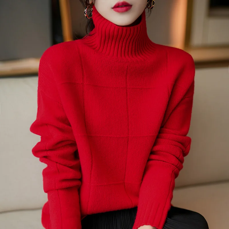

BELIARST 100% Merino Wool Sweater Women's Turtleneck Pullover Autumn and Winter New Fashion Knitted Korean Bottoming Shirt Tops
