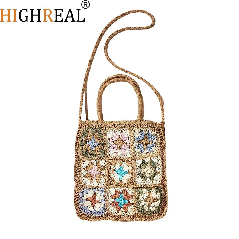 

Handwoven Daily Beach Vacation Versatile Grass Woven HandBag for Women's Simple Large Capacity Shoulder Cross Travel Bag