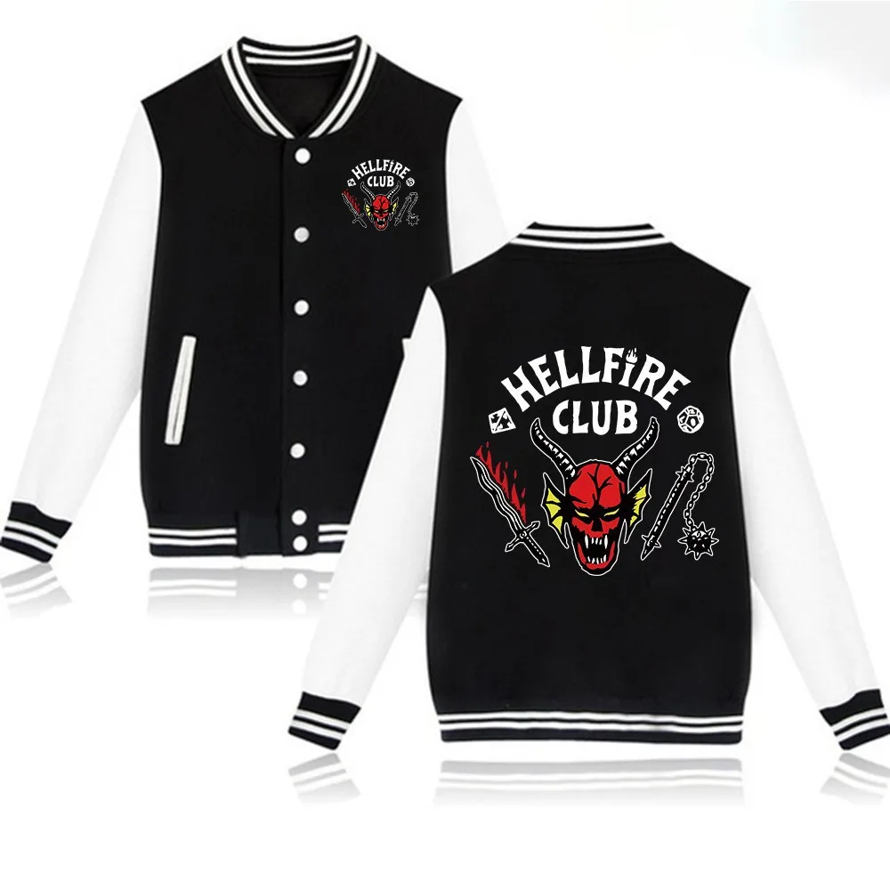 Movie Stranger Things Season 4 Copslay Hellfire Club Coat Autumn Teens Men Women Long Sleeve Print Baseball Jacket Streetwear
Movie Stranger Things Season 4 Copslay Hellfire Club Coat Autumn Teens Men Women Long Sleeve Print Baseball Jacket Streetwear